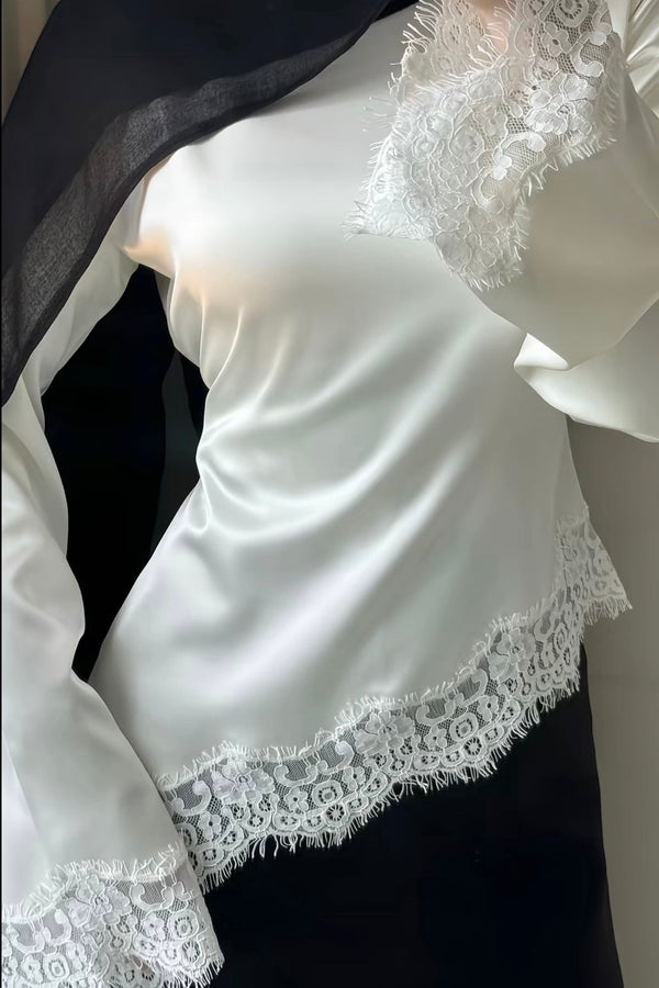 Elegant Satin Lace Top