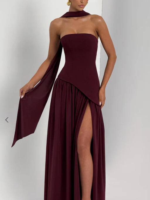 Graceful Goddess High Slit Gown