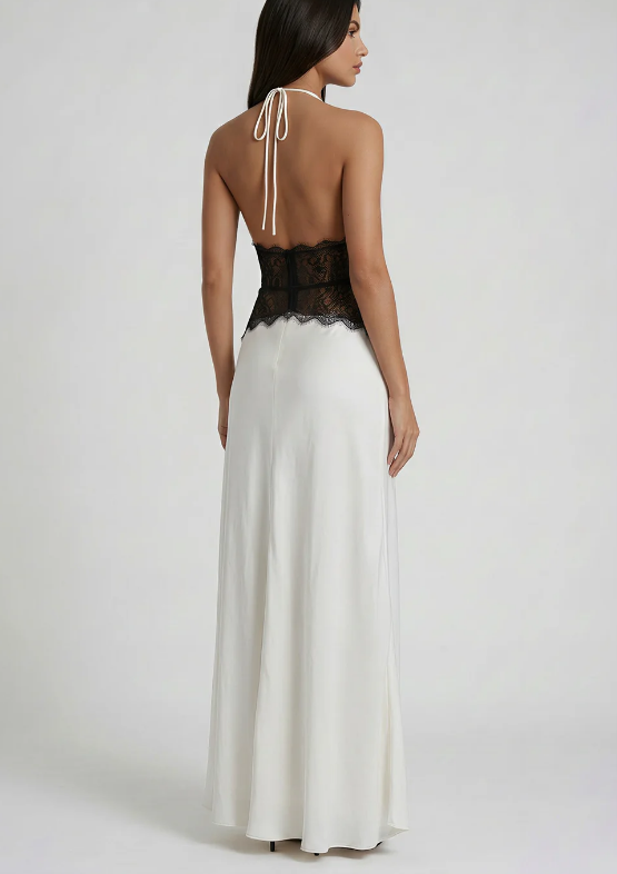 The Lace-Waist Halter Maxi Dress