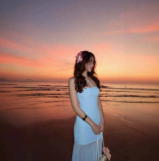 The Strapless Sheer-Hem Maxi DressThe Strapless Sheer-Hem Maxi Dress